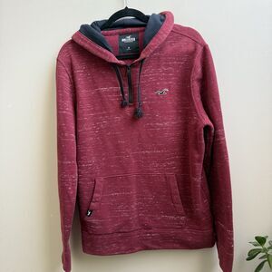 Hollister Red & Black Pullover Hoodie Pocket 1/4 Zip  Size M